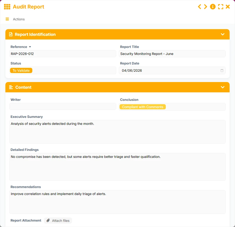 Audit Tracking - form preview