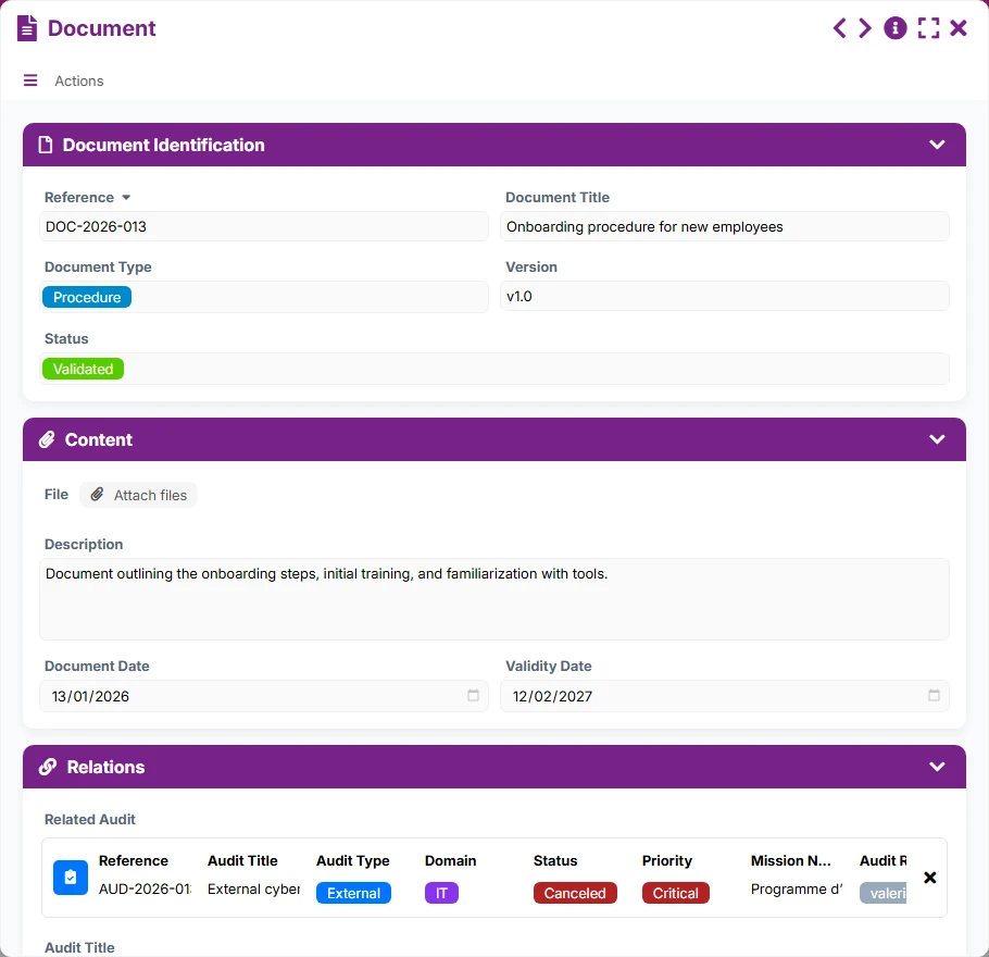 Audit Tracking - form 4