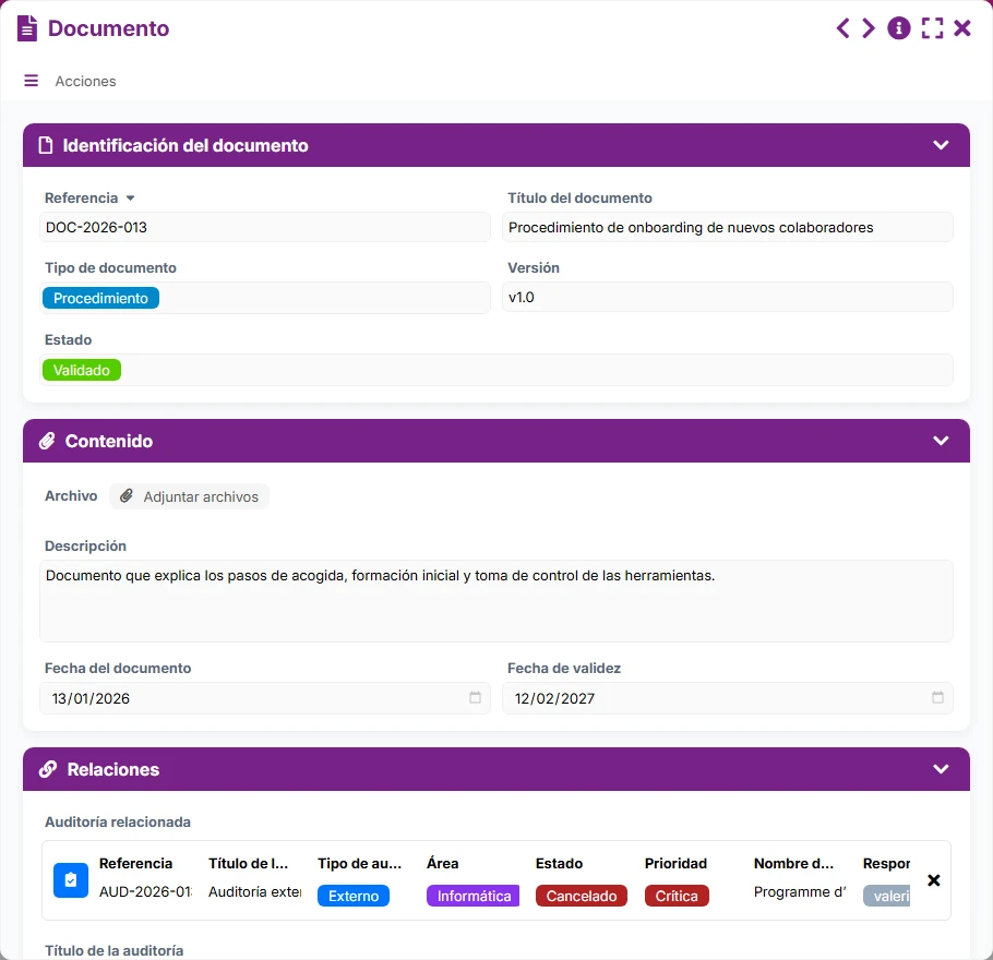 Seguimiento de auditorías - formulario 3
