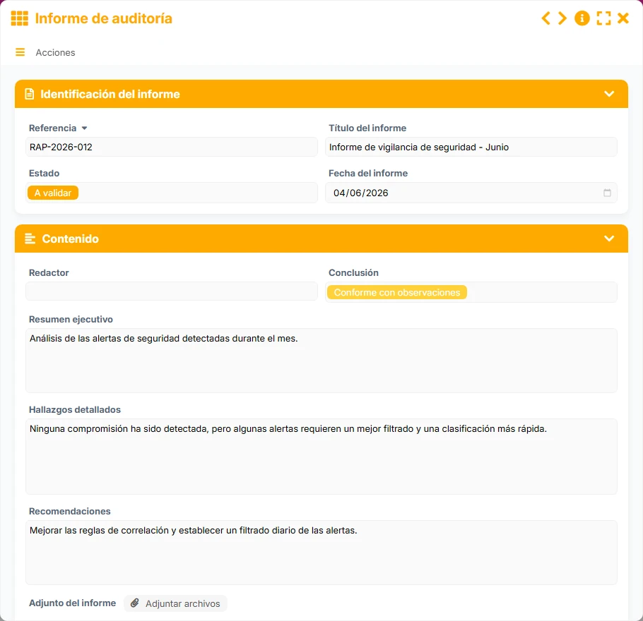 Seguimiento de auditorías - formulario 4