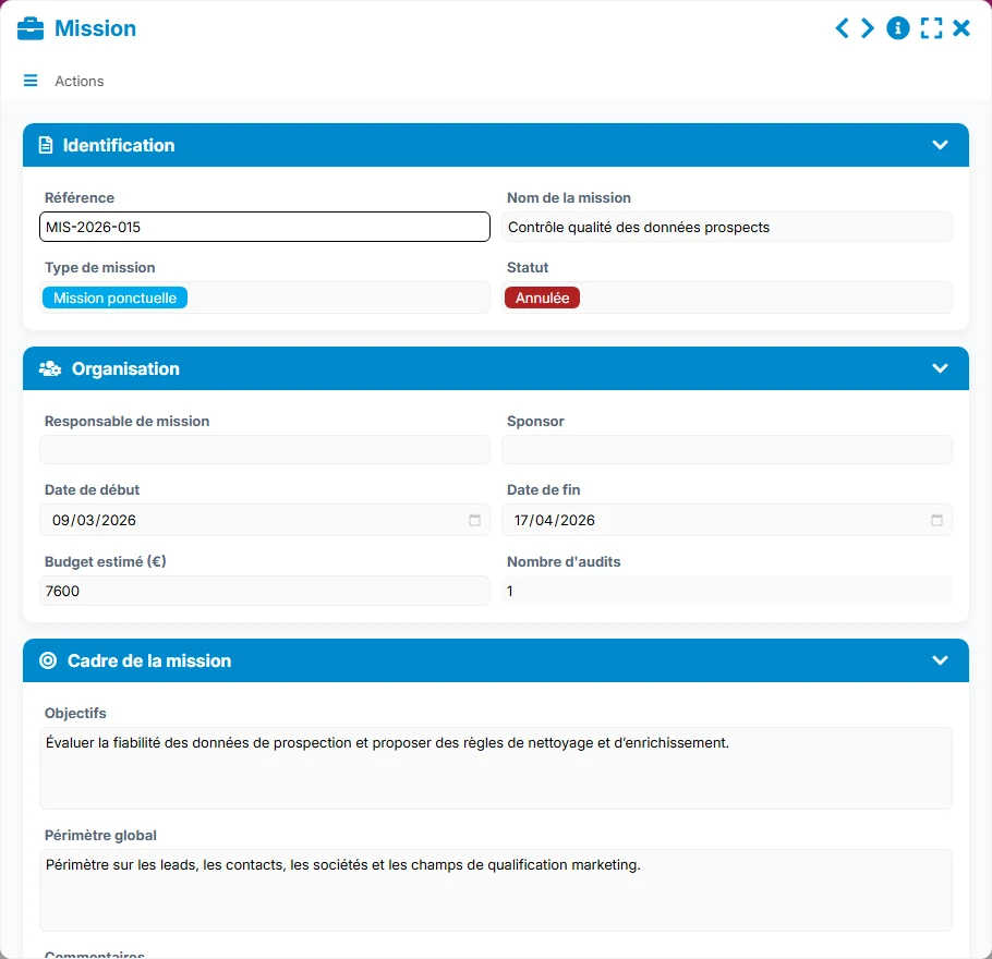 Suivi des audits - formulaire 4