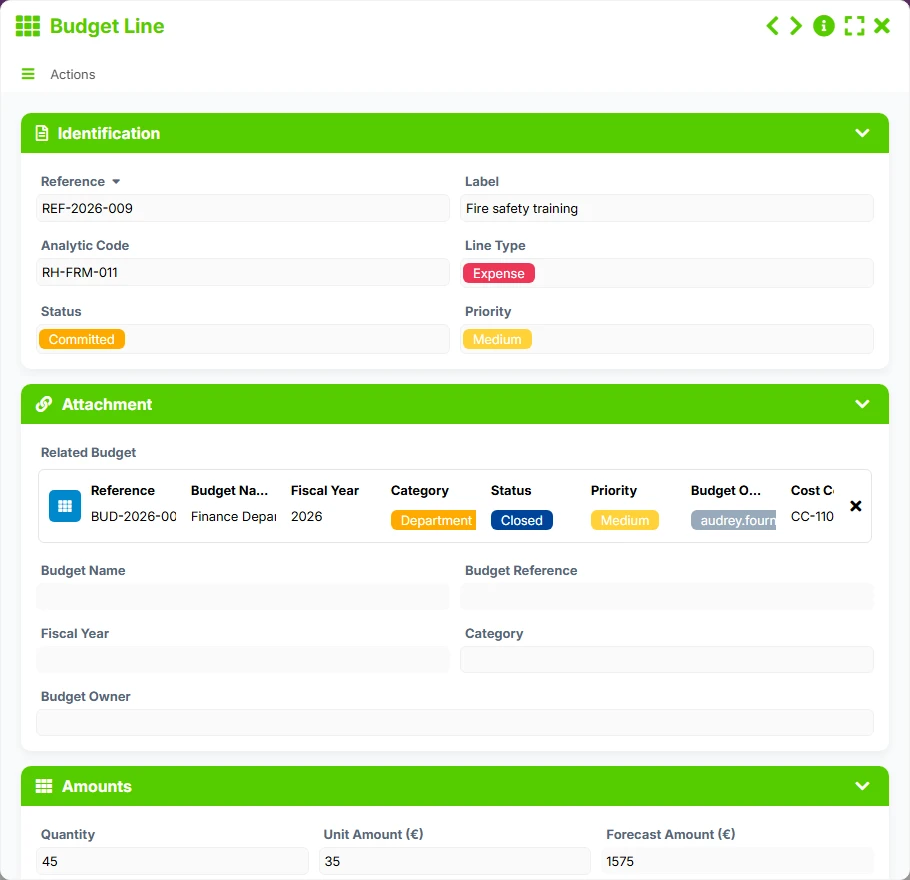 Budget Tracking - form preview