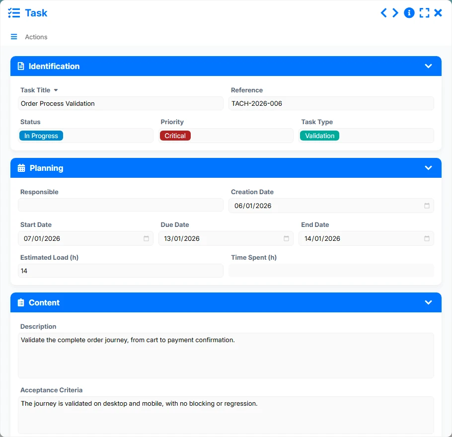 Bug Tracking - form preview
