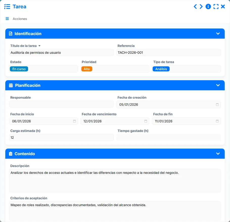 Seguimiento de errores - vista previa del formulario