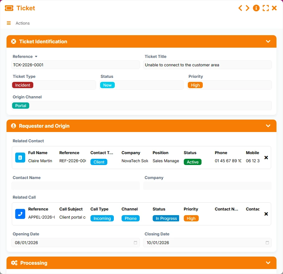 Call Tracking - form 4