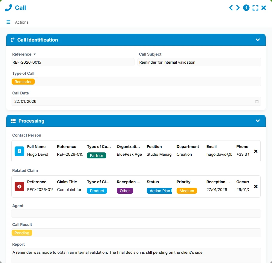 Claims Tracking - form preview