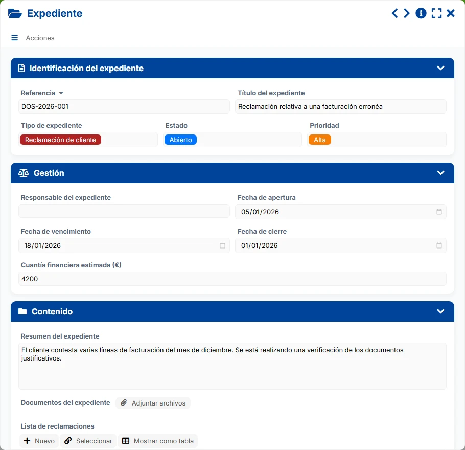 Seguimiento de reclamaciones - formulario 3