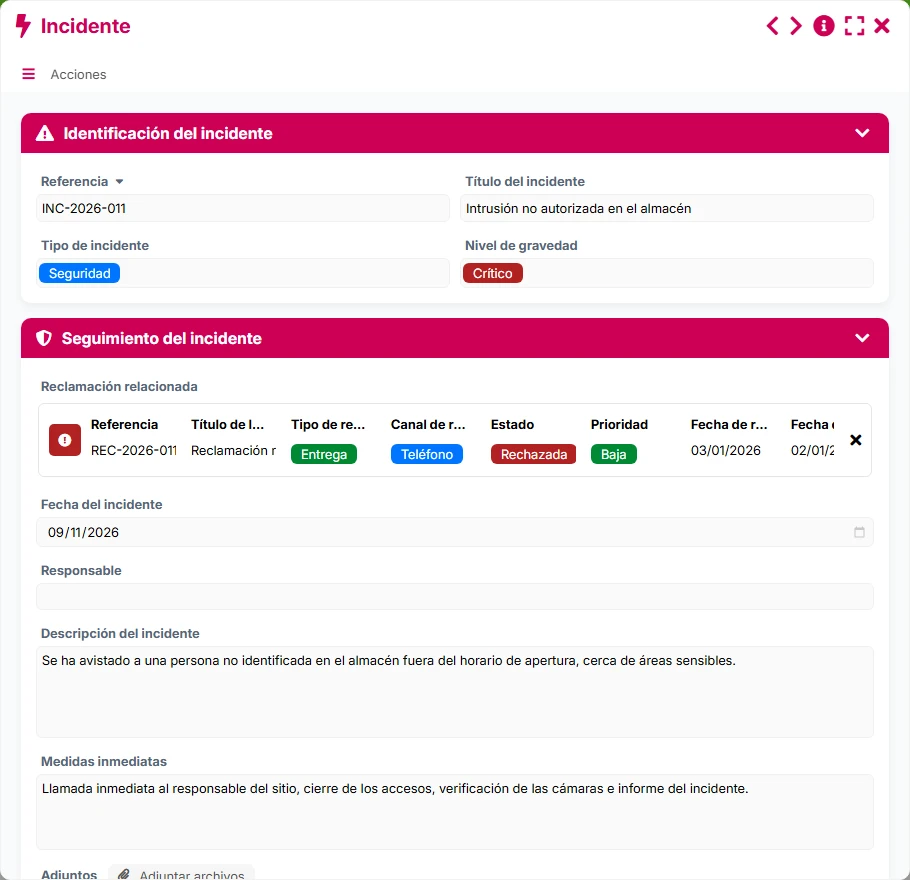 Seguimiento de reclamaciones - formulario 4