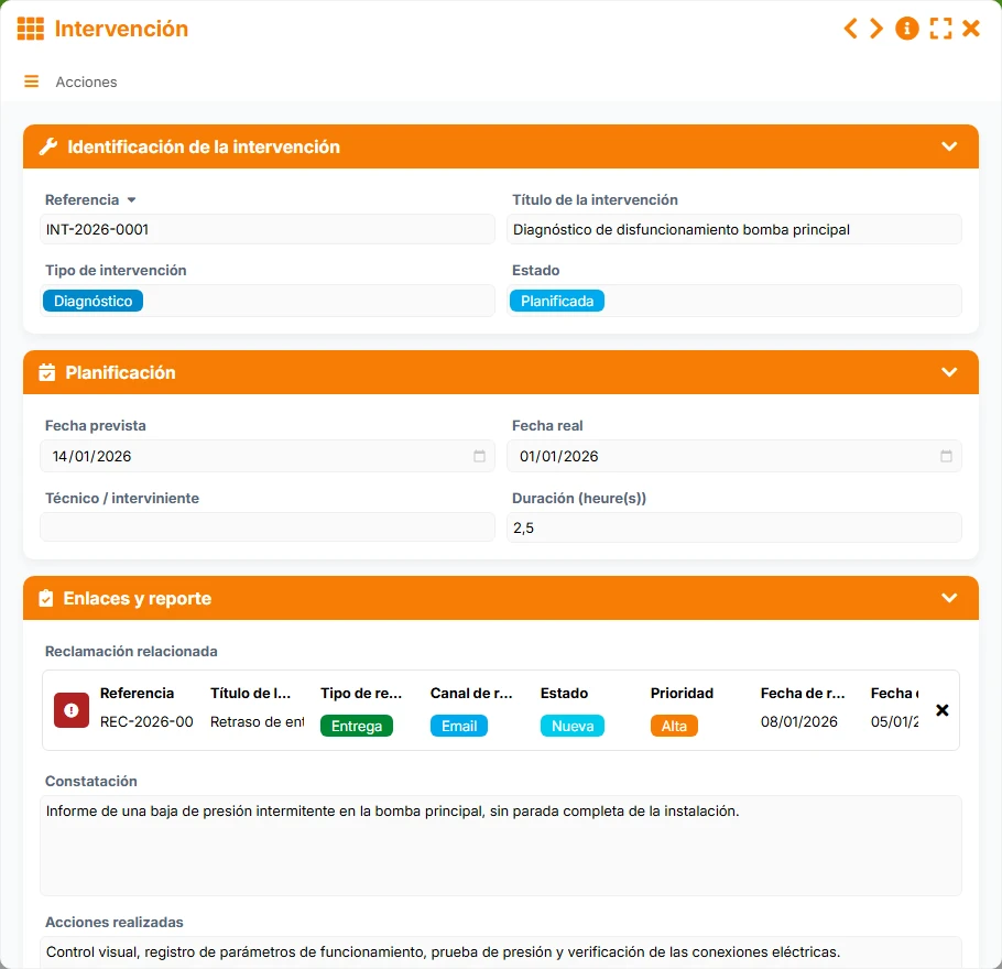 Seguimiento de reclamaciones - formulario 5