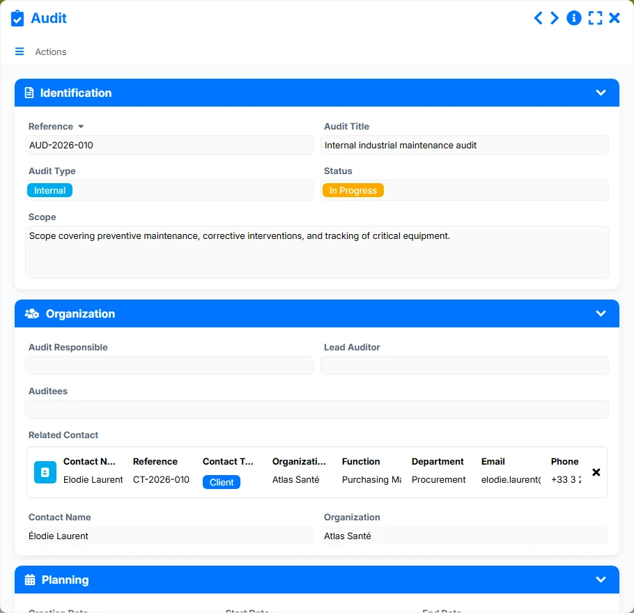 Compliance Tracking - form preview