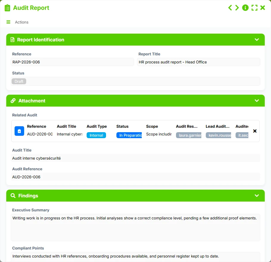 Compliance Tracking - form preview