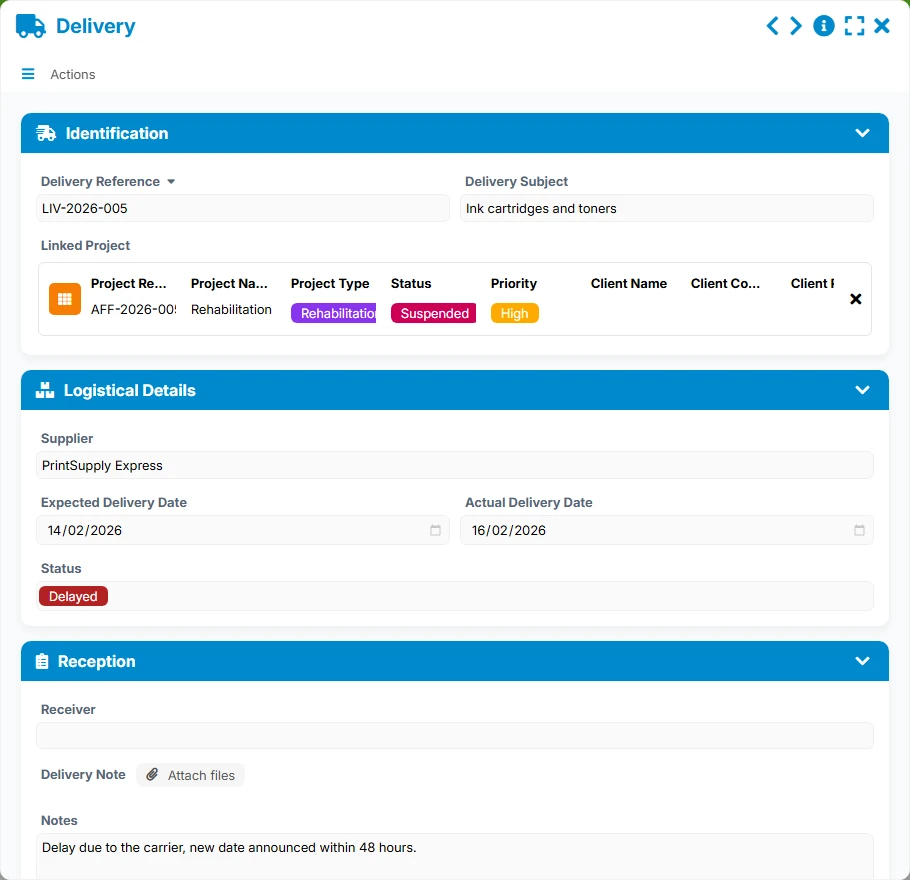 Construction tracking - form 3