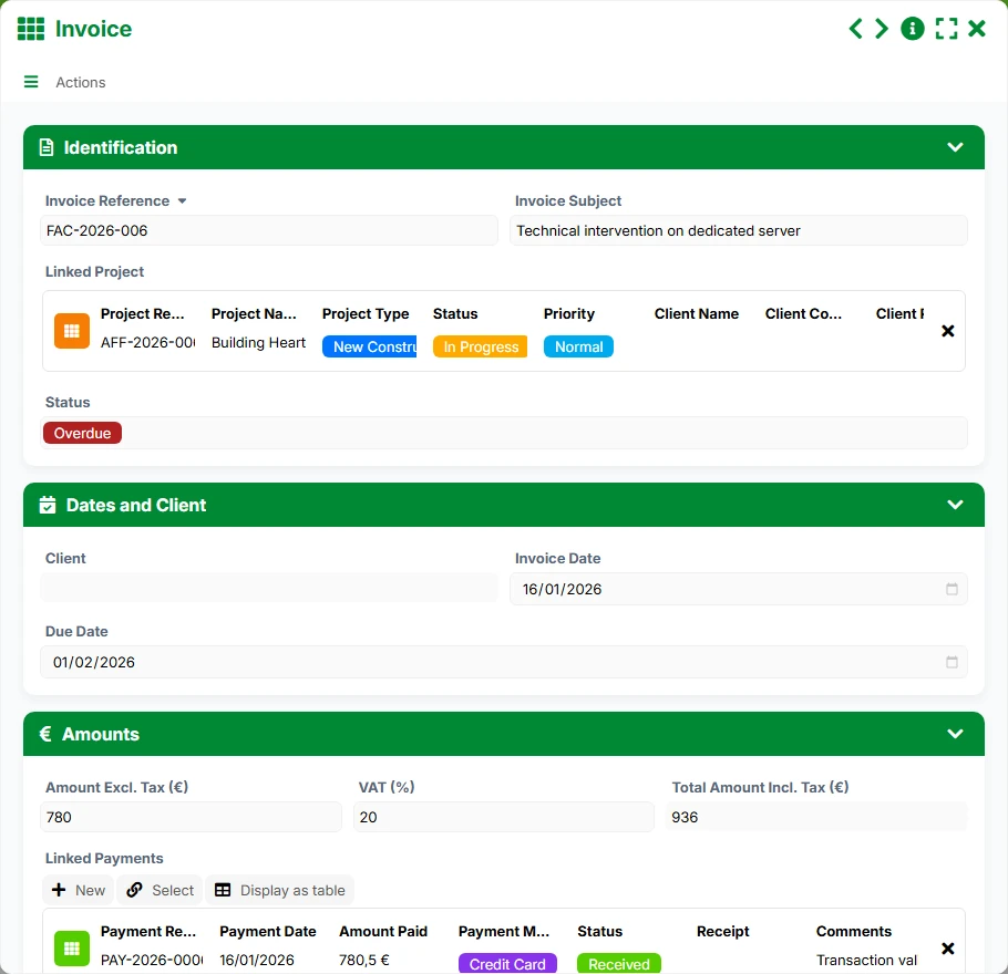 Construction tracking - form 4