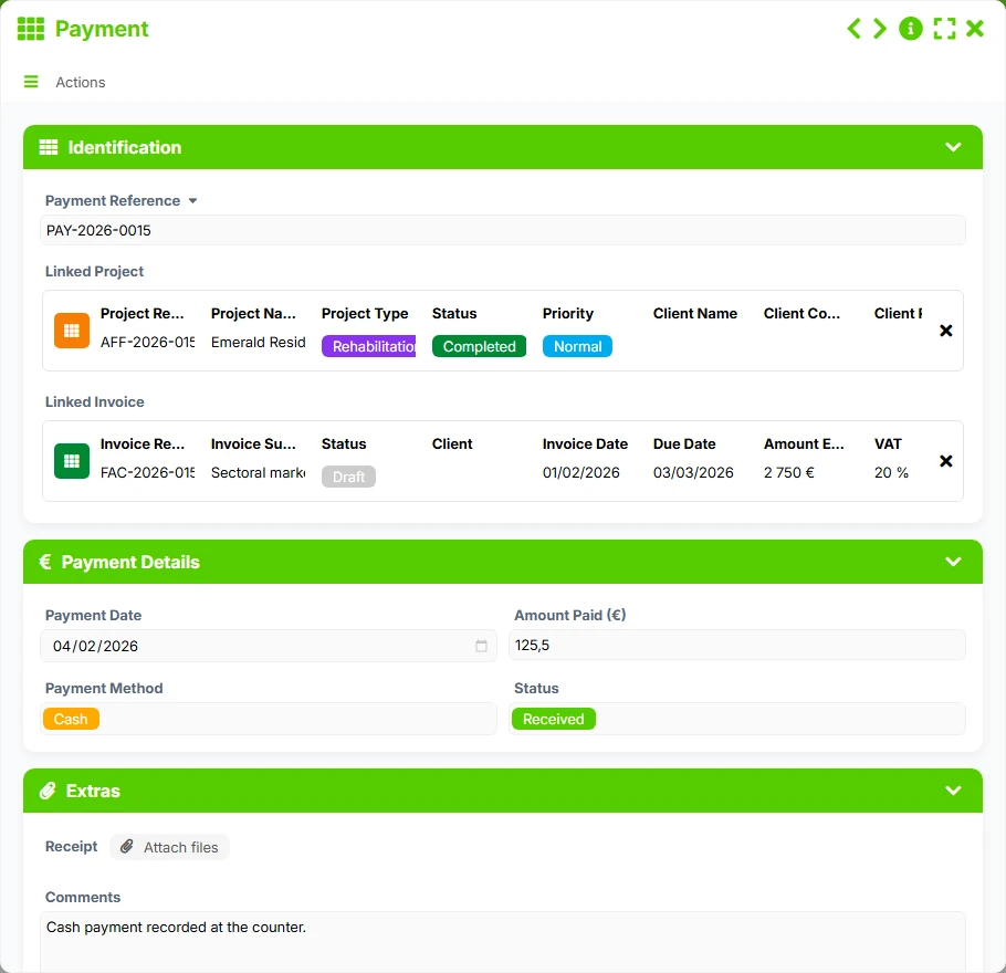 Construction tracking - form 5