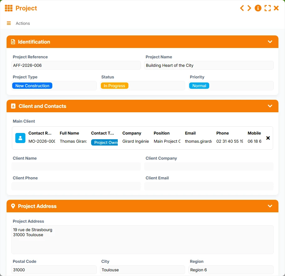Construction tracking - form 6