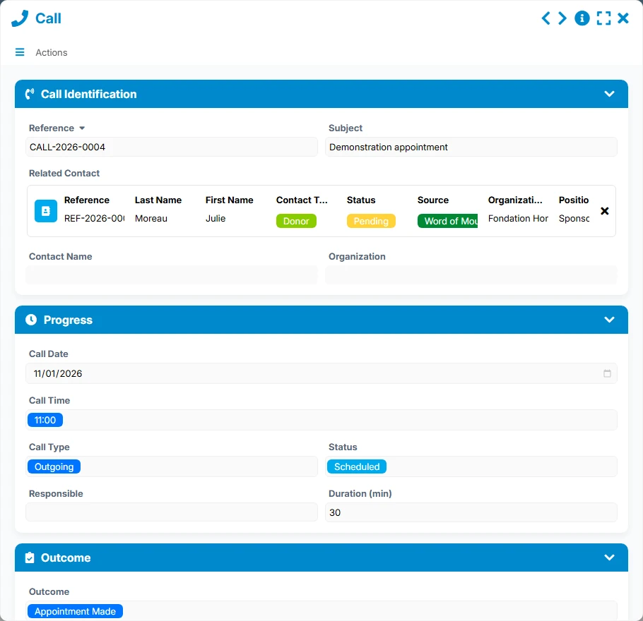 Contact tracking - form preview