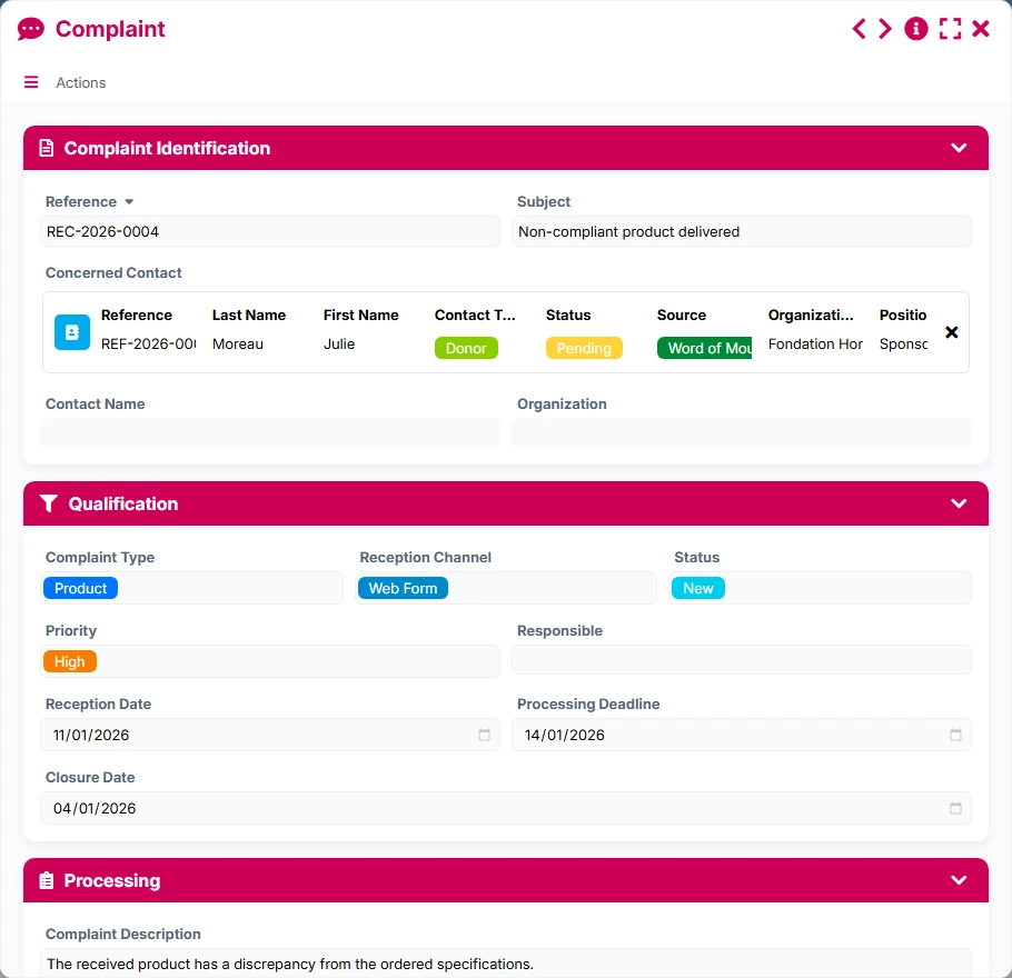 Contact tracking - form preview