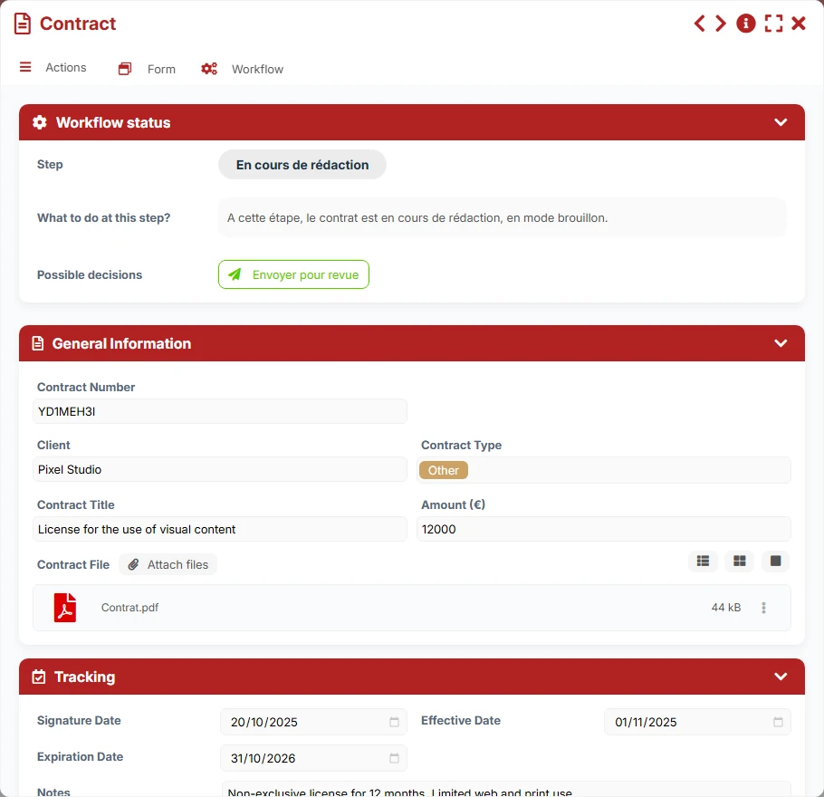 Contract tracking - form 2