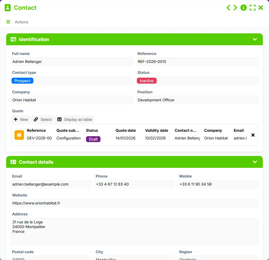 CRM - form preview