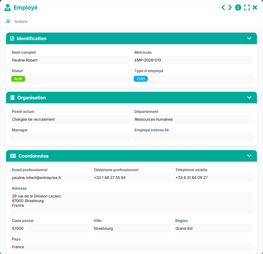 Base de CV - aperçu formulaire