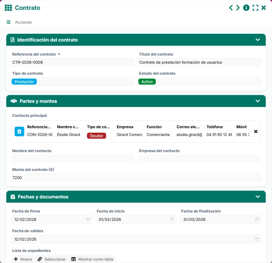 Seguimiento de la recuperación - vista previa del formulario