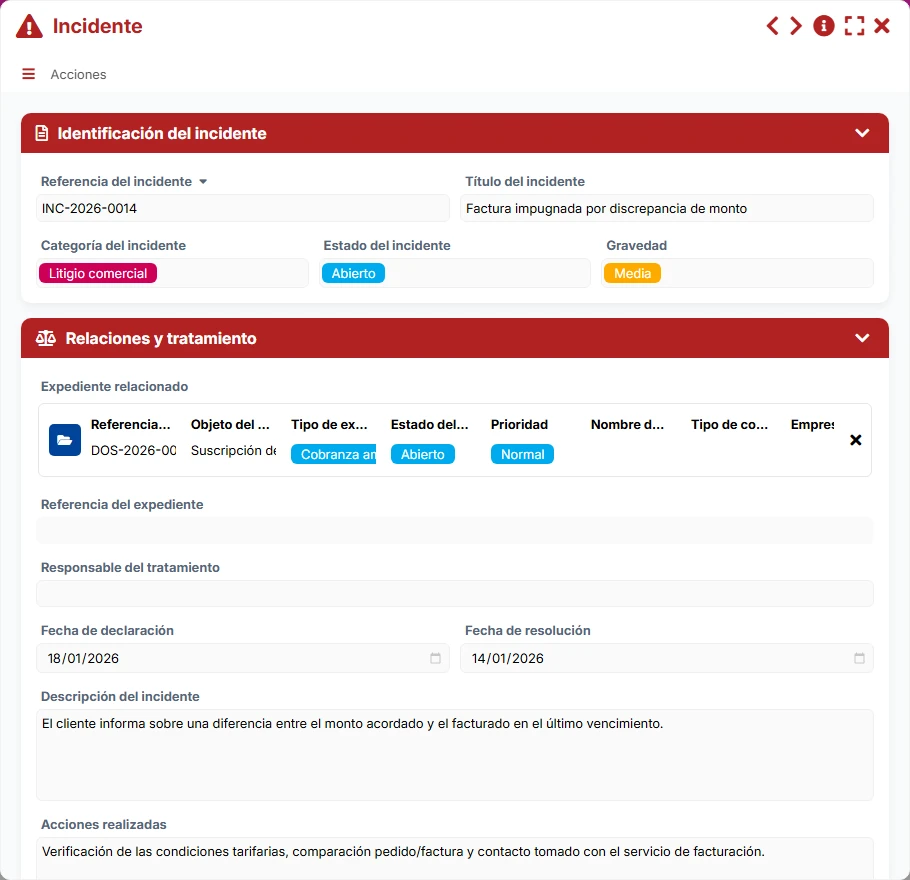 Seguimiento de la recuperación - formulario 5