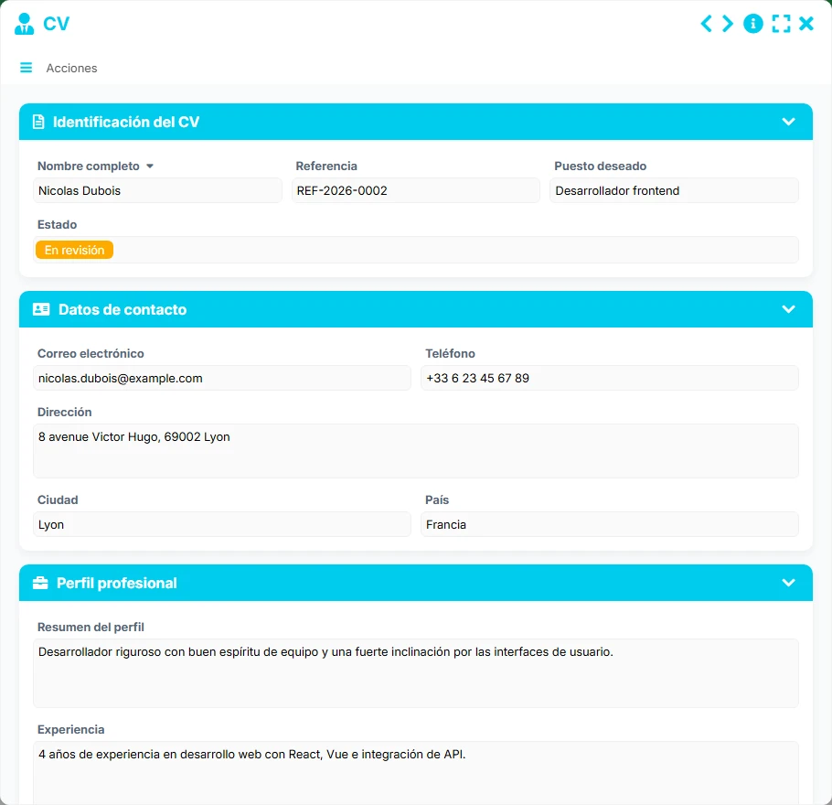 Gestión de documentos - formulario 3