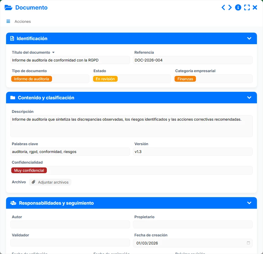Gestión de documentos - formulario 4