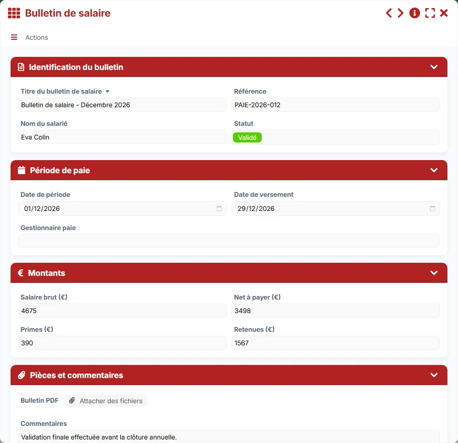 Gestion des documents - aperçu formulaire