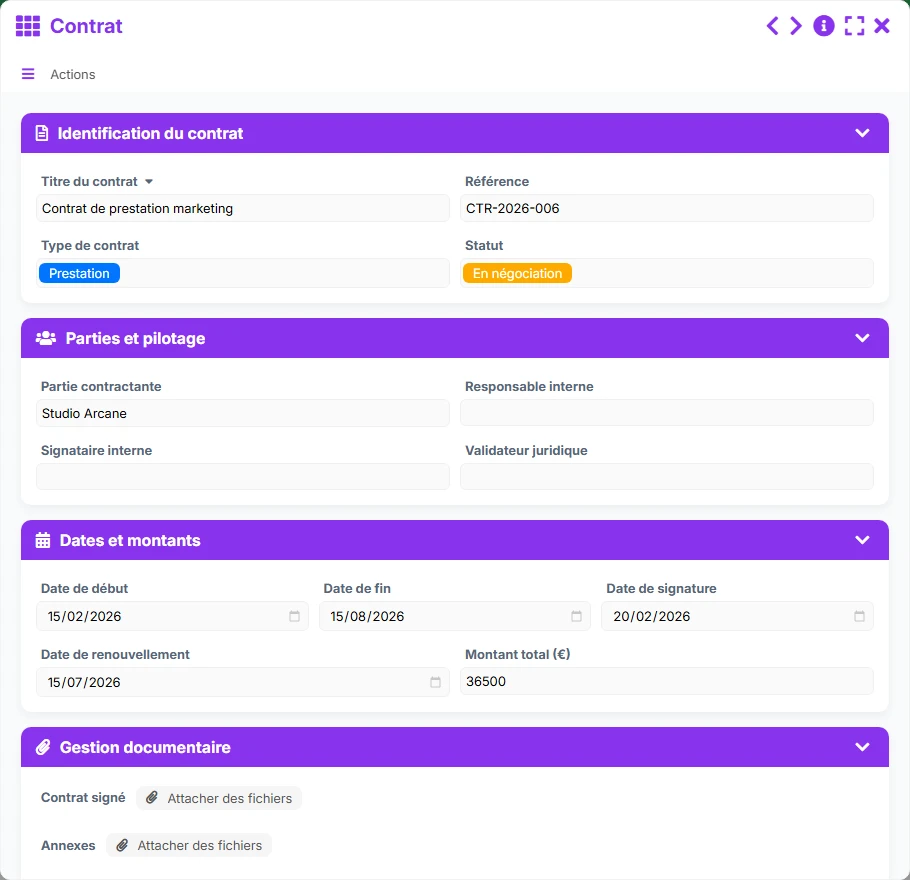 Gestion des documents - aperçu formulaire