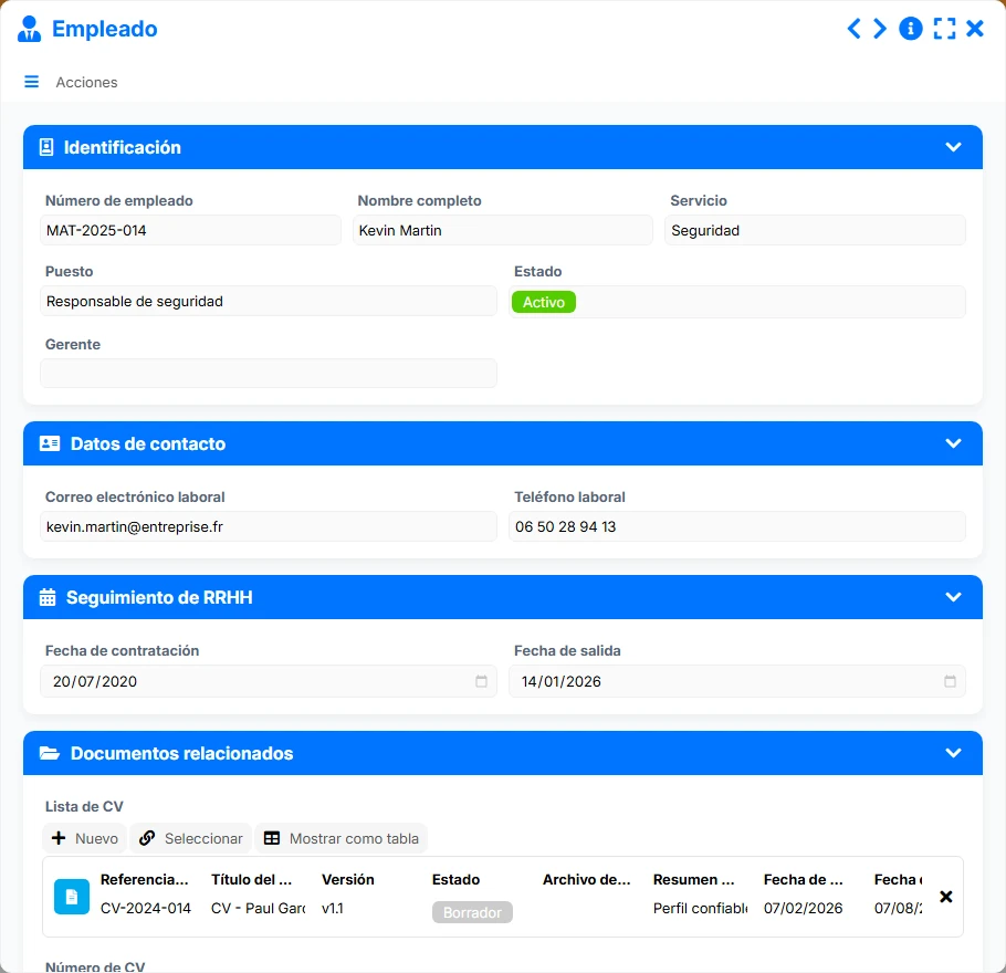Documentos de los empleados - formulario 3