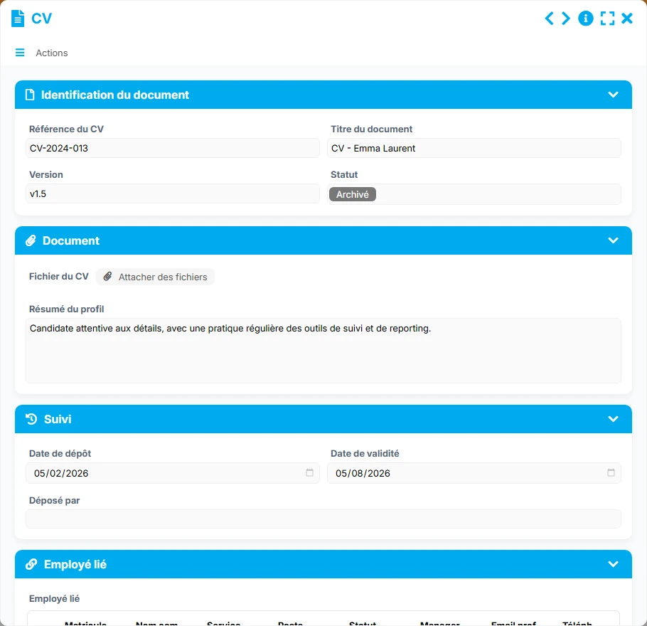 Documents des employés - formulaire 3