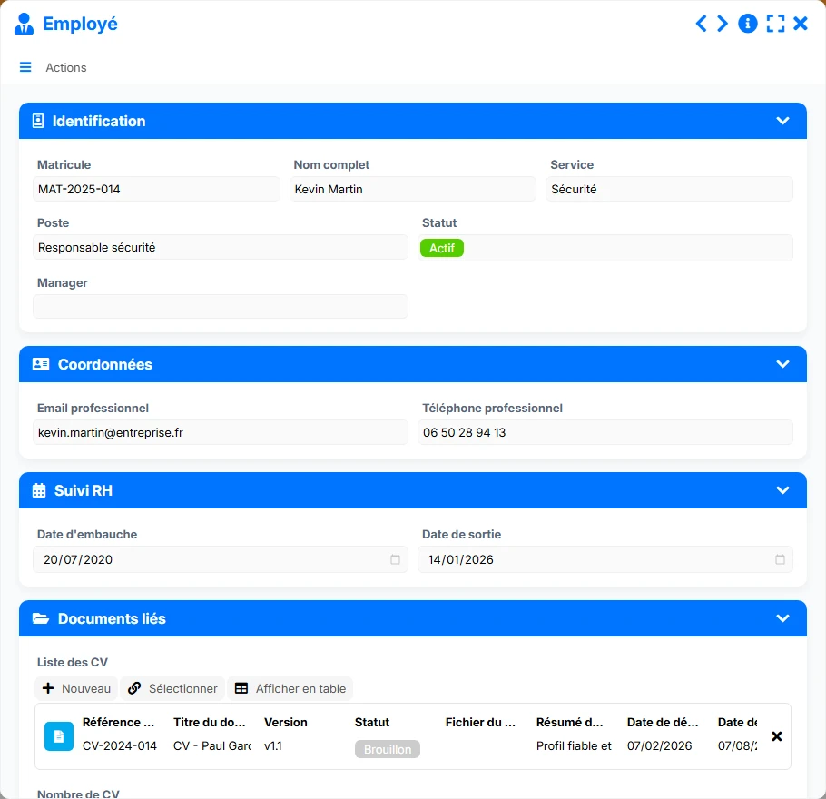 Documents des employés - formulaire 4