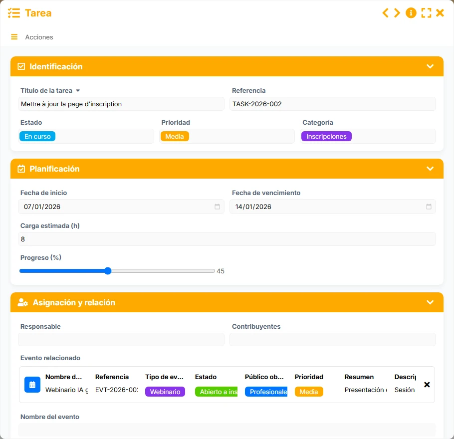 Seguimiento de eventos - formulario 4