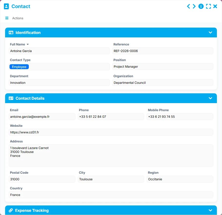 Expense Tracking - form preview
