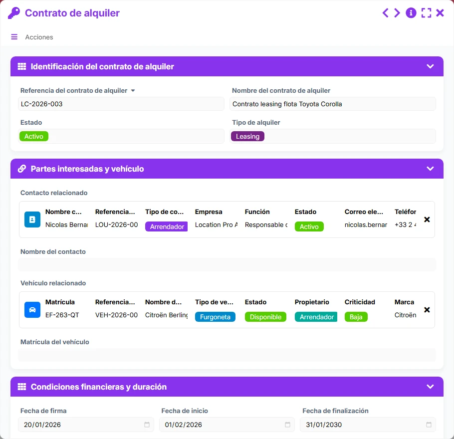 Seguimiento del parque automovilístico - formulario 3