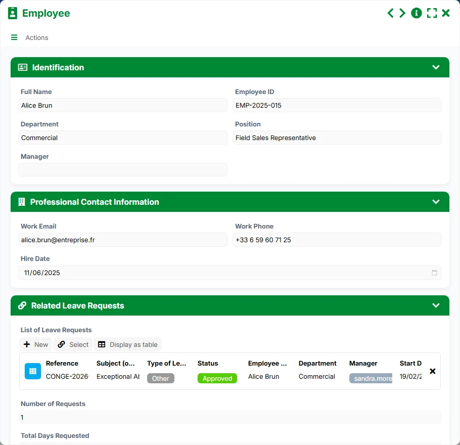 Leave requests - form preview