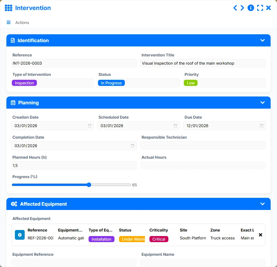 Maintenance Tracking - form 3