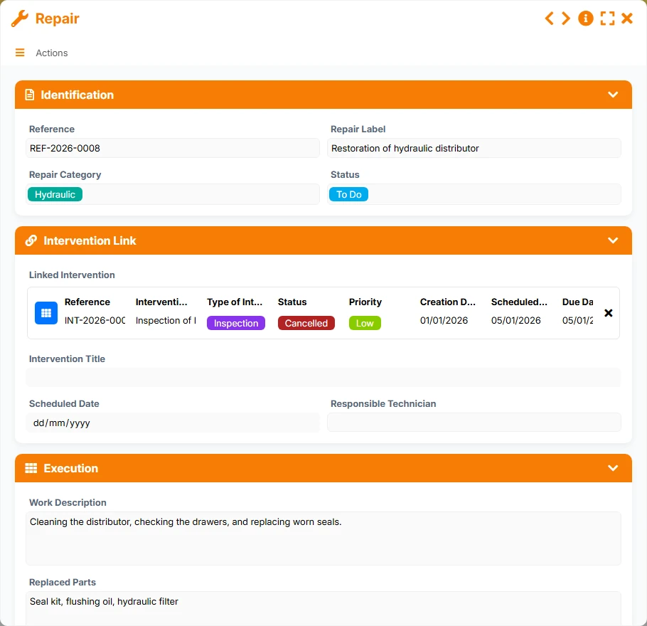 Maintenance Tracking - form 4