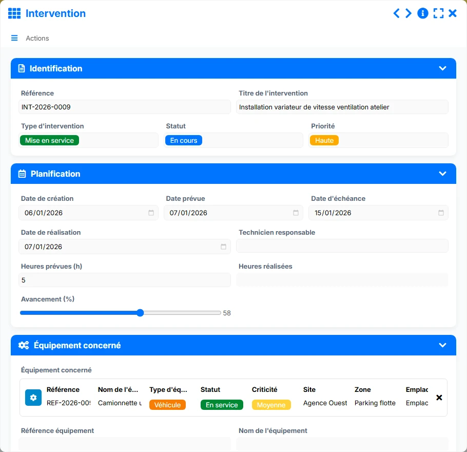Suivi de la maintenance - formulaire 3