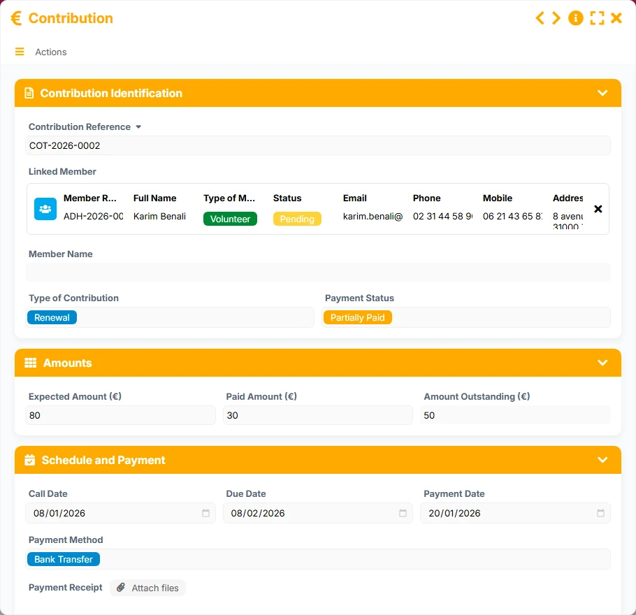 Member tracking - form preview