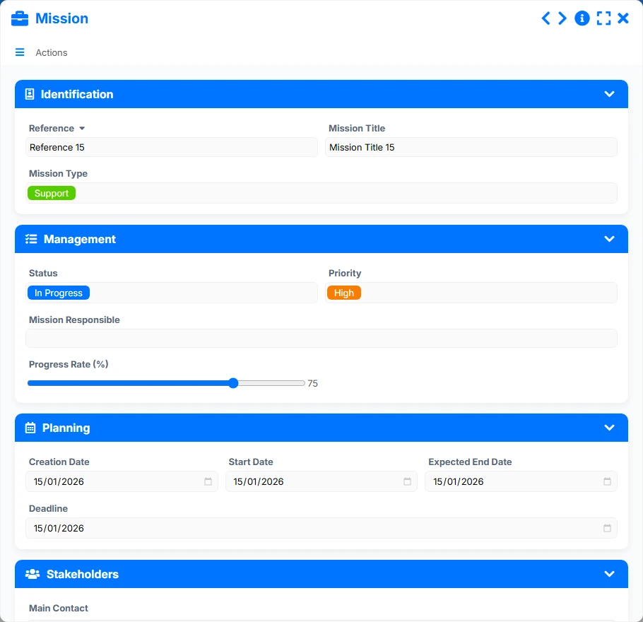 Mission tracking - form 3