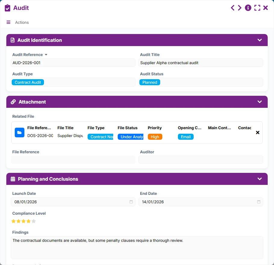 Negotiation Tracking - form preview