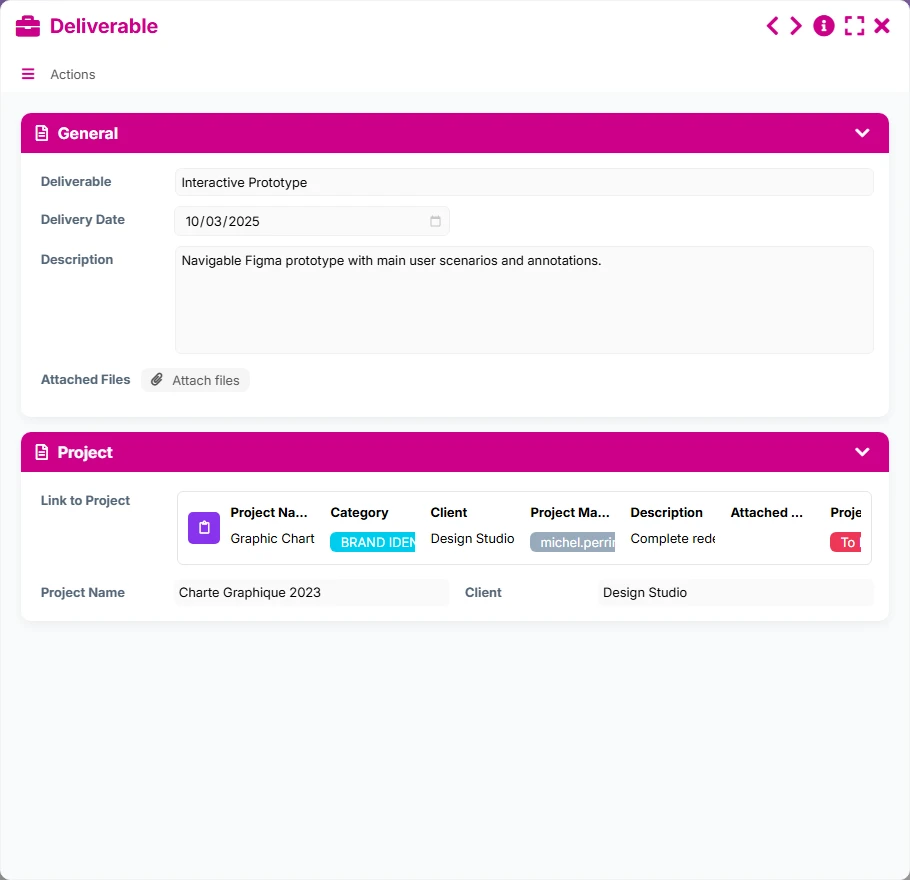 Project Tracking - form 1