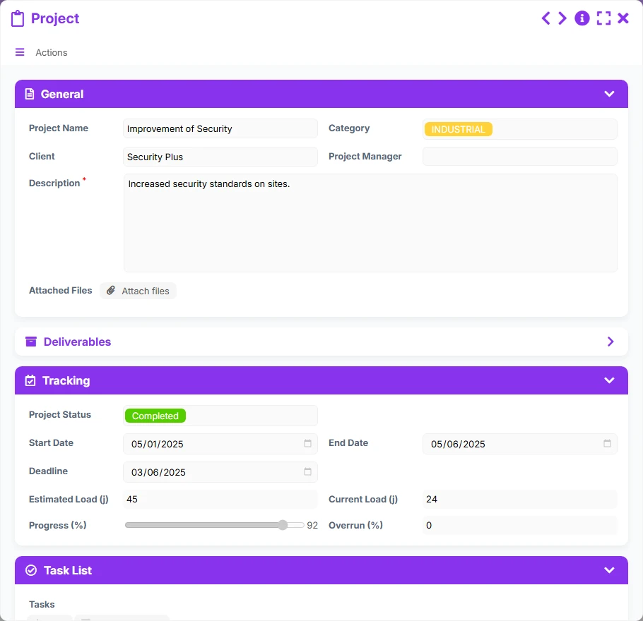 Project Tracking - form 2