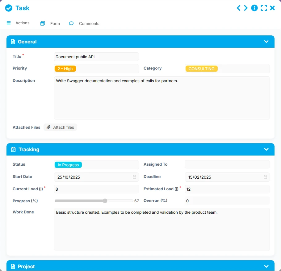 Project Tracking - form 3