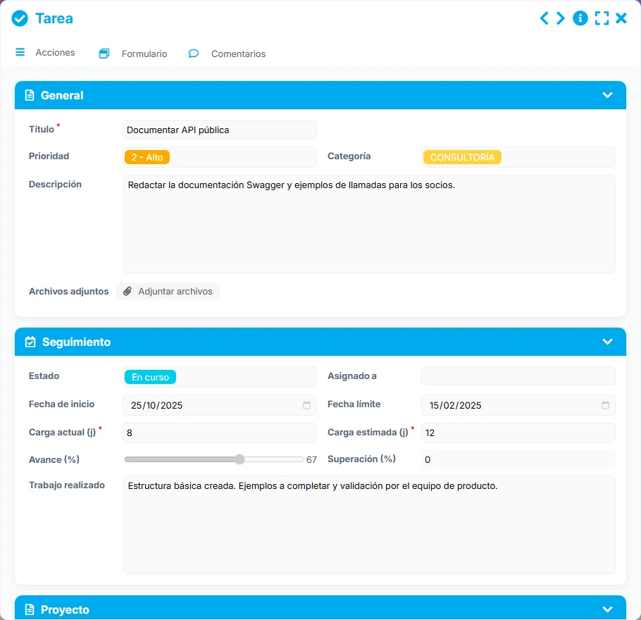 Seguimiento de proyectos - formulario 3