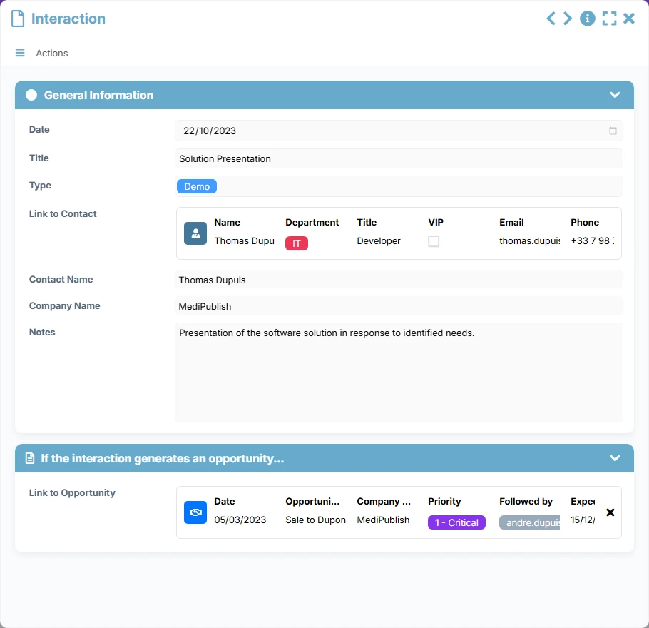Prospecting CRM - form 3