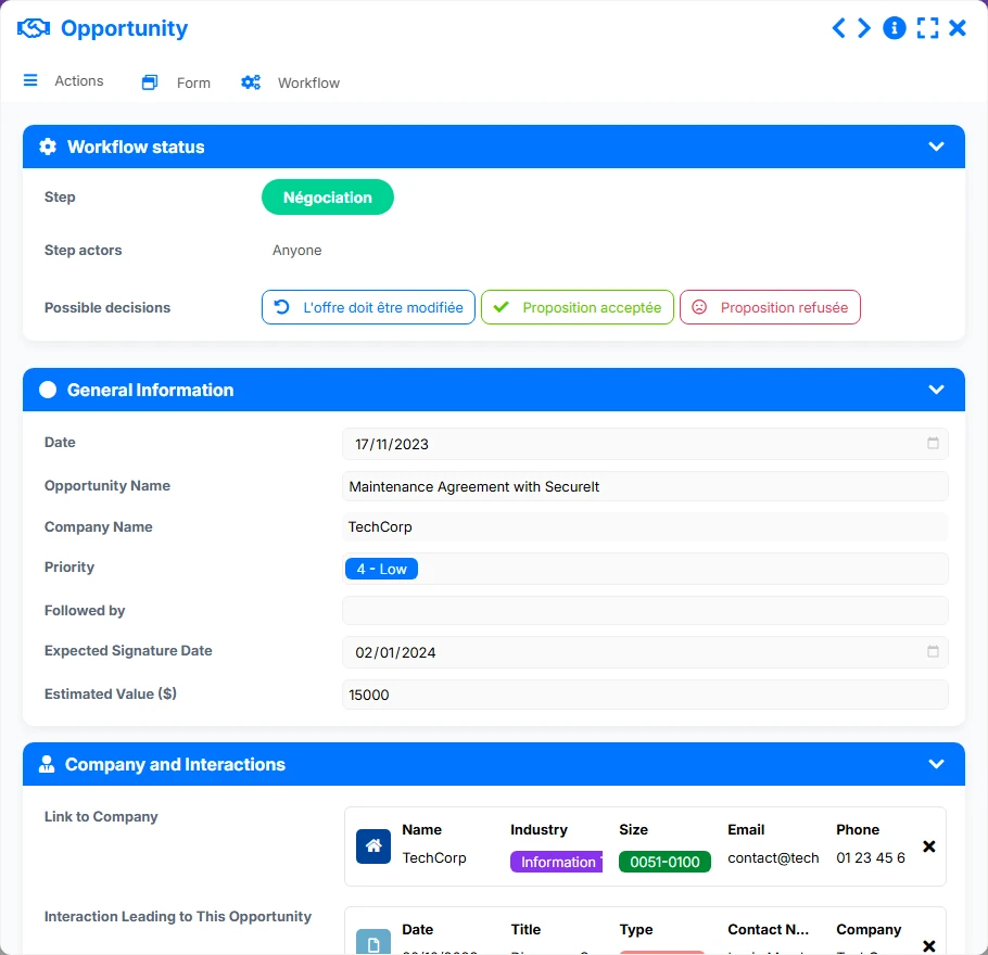 Prospecting CRM - form 4