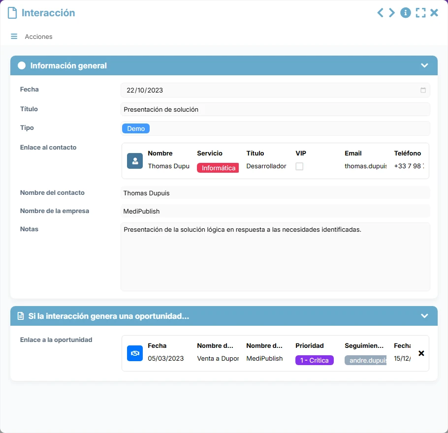 CRM de prospección - formulario 3